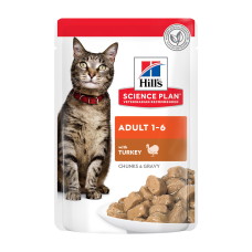 Hill's SCIENCE PLAN Adult Вологий корм для дорослих котів, з індичкою, пауч, 85г Hill's SCIENCE PLAN Adult Вологий корм для дорослих котів, з індичкою, пауч, 85г