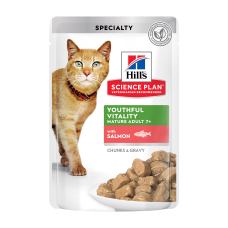Hill's SCIENCE PLAN Mature Adult 7+ Senior Vitality Вологий корм для зрілих котів від 7 років, з лососем, пауч, 85г