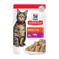 Hill's SCIENCE PLAN Adult Вологий корм для дорослих котів, з яловичиною, пауч, 85г
