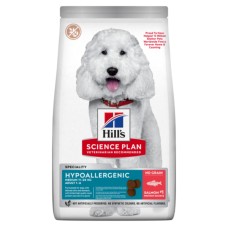 Hill’s SCIENCE PLAN Adult Hypoallergenic Medium Сухий беззерновий корм для дорослих собак середніх порід  із чутливістю до певних компонентів їжі, з лососем, 12 кг