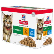 Hill's SCIENCE PLAN Kitten Вологий корм для кошенят і кішок у період вагітності та лактації, з куркою та з океанічною рибою, пауч, 85г (6+6 шт)