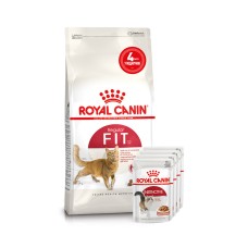 Корм для домашніх і вуличних котів ROYAL CANIN FIT 2кг + 4 паучі вологого корму у подарунок