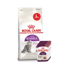 Корм для котів ROYAL CANIN SENSIBLE 2кг + 4 паучі вологого корму у подарунок