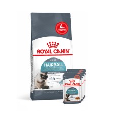 Корм для котів ROYAL CANIN HAIRBALL CARE 2кг + 4 паучі вологого корму у подарунок